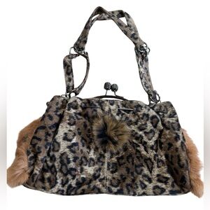 Leopard Print Faux Fur Women's Bag